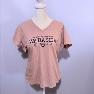 Blue 84 Women's Pink Wabasha Minnesota V-Neck Tee